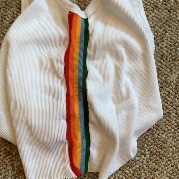 White tank top with rainbow sides - Picture 3 of 4